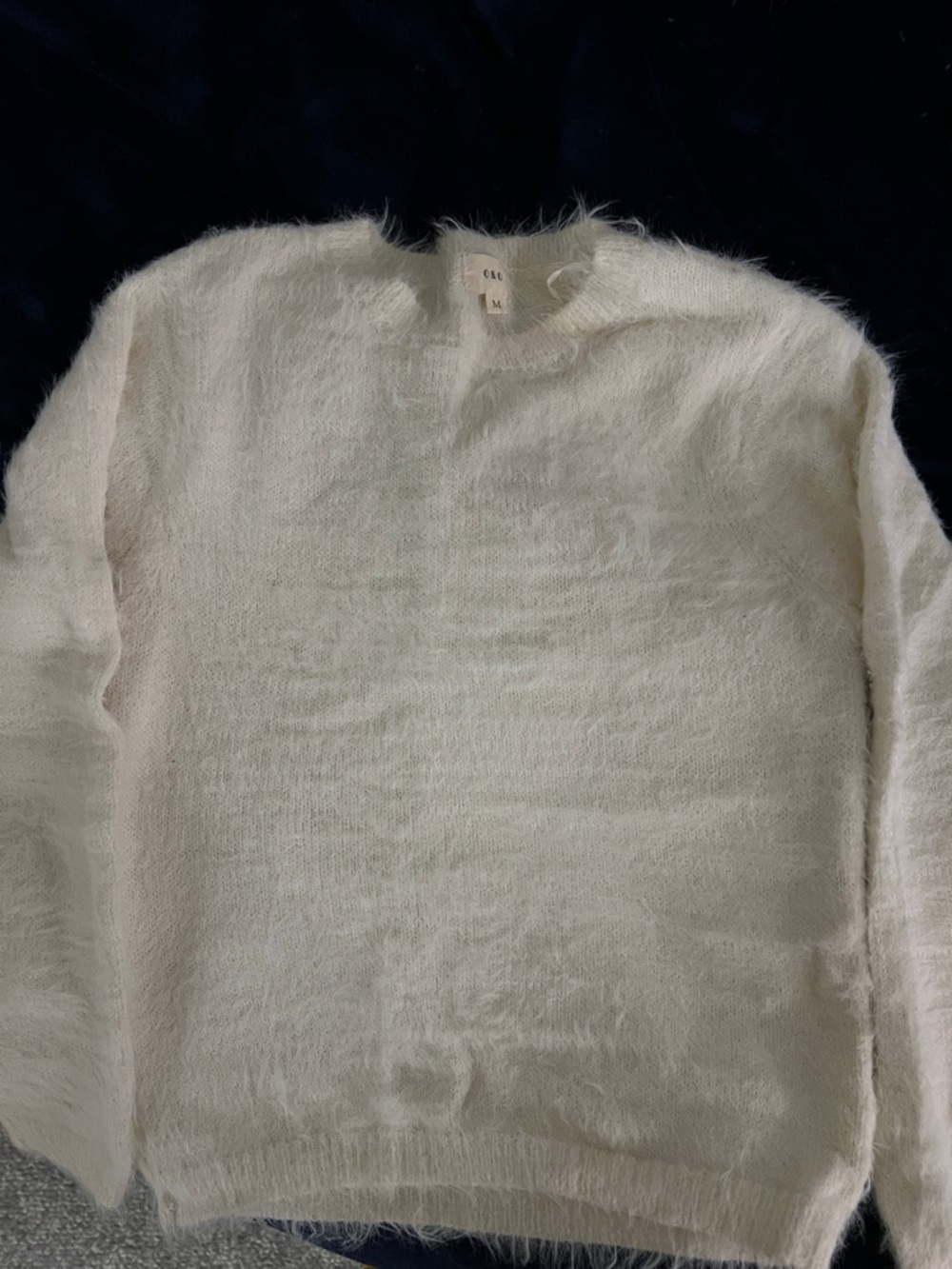 Plush Off-White Fuzzy Crewneck Sweater
